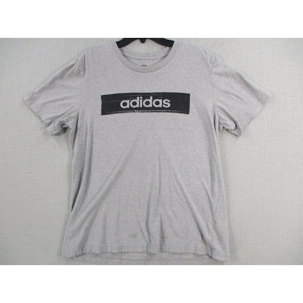 Adidas Mens Gray Graphic Logo T-Shirt Size L‎ Short Sleeve Lightweight Casual